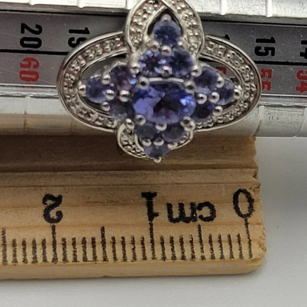 Vintage 925 Sterling Silver And Amethyst Cocktail Ring Size 8